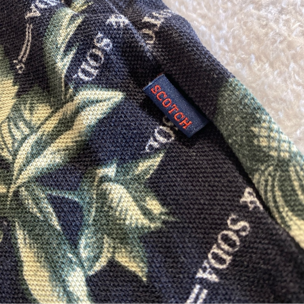 Scotch Soda Mens S SMALL Polo Shirt Floral All Over Print Logo Golf Preppy Adult - Picture 9 of 14